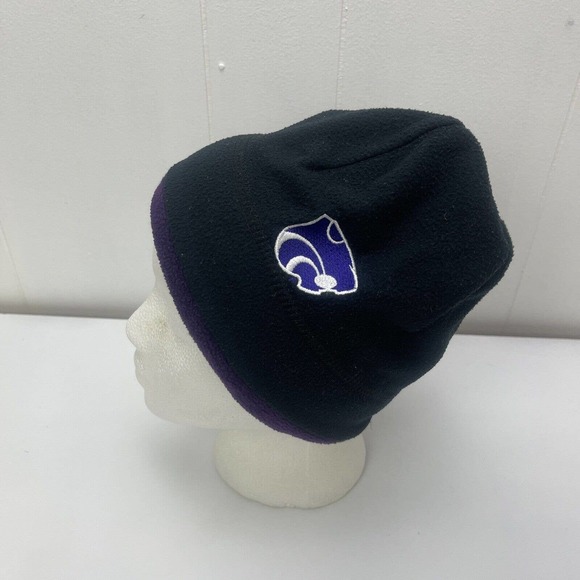 VTG Bula Kansas State Wildcats Beanie Hat Cap Black Purple Embroidered Made USA - Picture 3 of 11